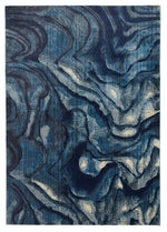 Load image into Gallery viewer, Waves Design Modern Turkish Indigo Rug
