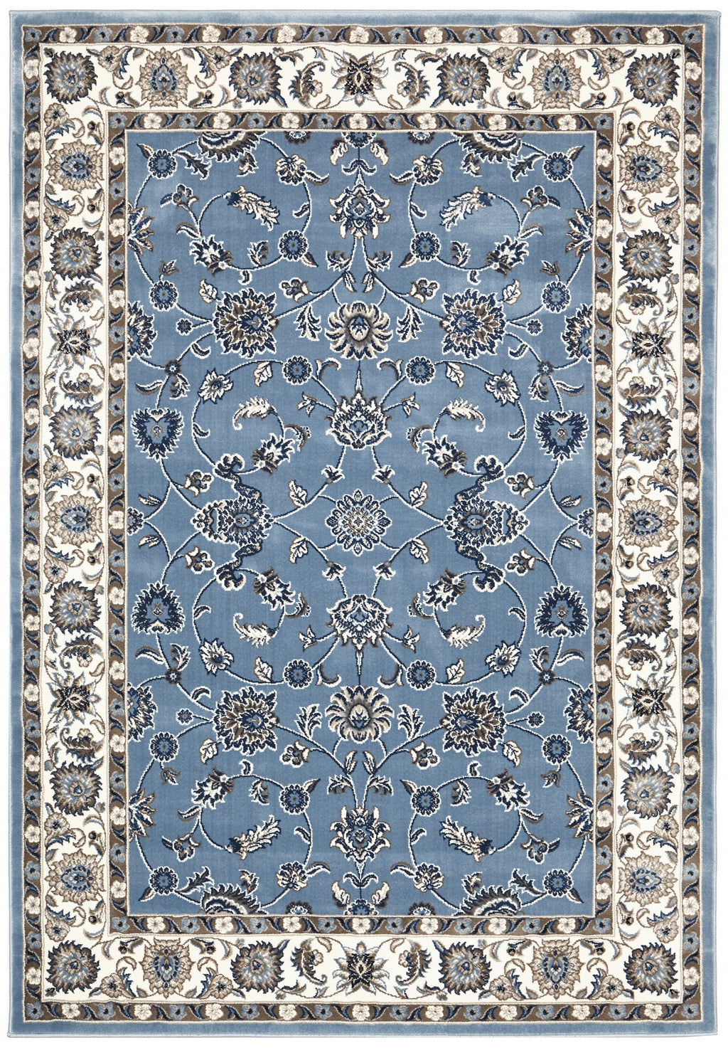 Floral design traditional blue rug