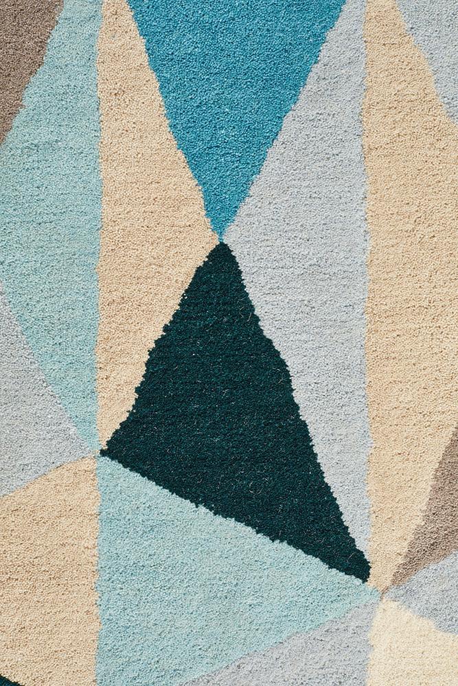 Genesis Modern Geometric Blue Color Wool Designer Rug