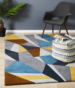 Load image into Gallery viewer, Modern Blue Yellow Grey Wool Rug
