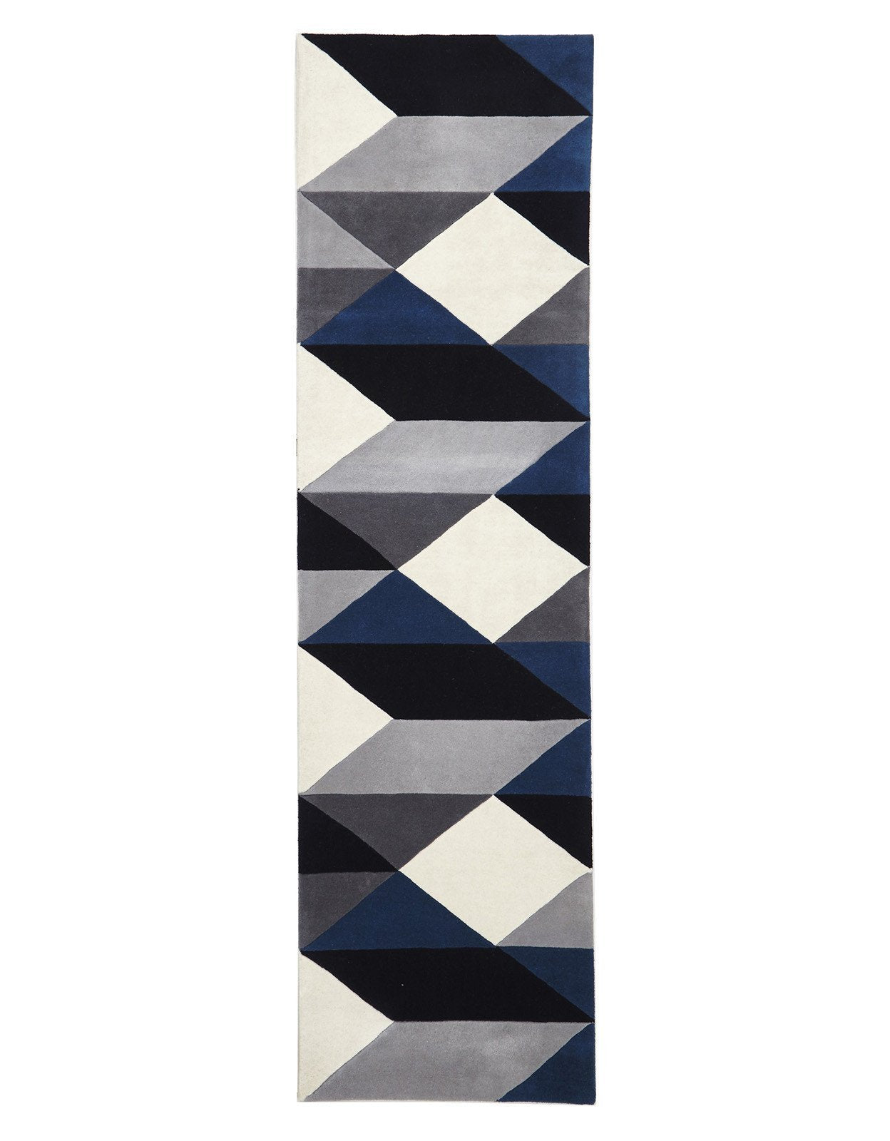 Genesis Modern Geometric Blue White Grey Wool Rug