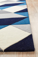 Load image into Gallery viewer, Genesis Modern Geometric Blue White Grey Wool Rug
