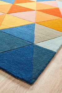 Genesis Modern Diamond Multi Color Wool Rug