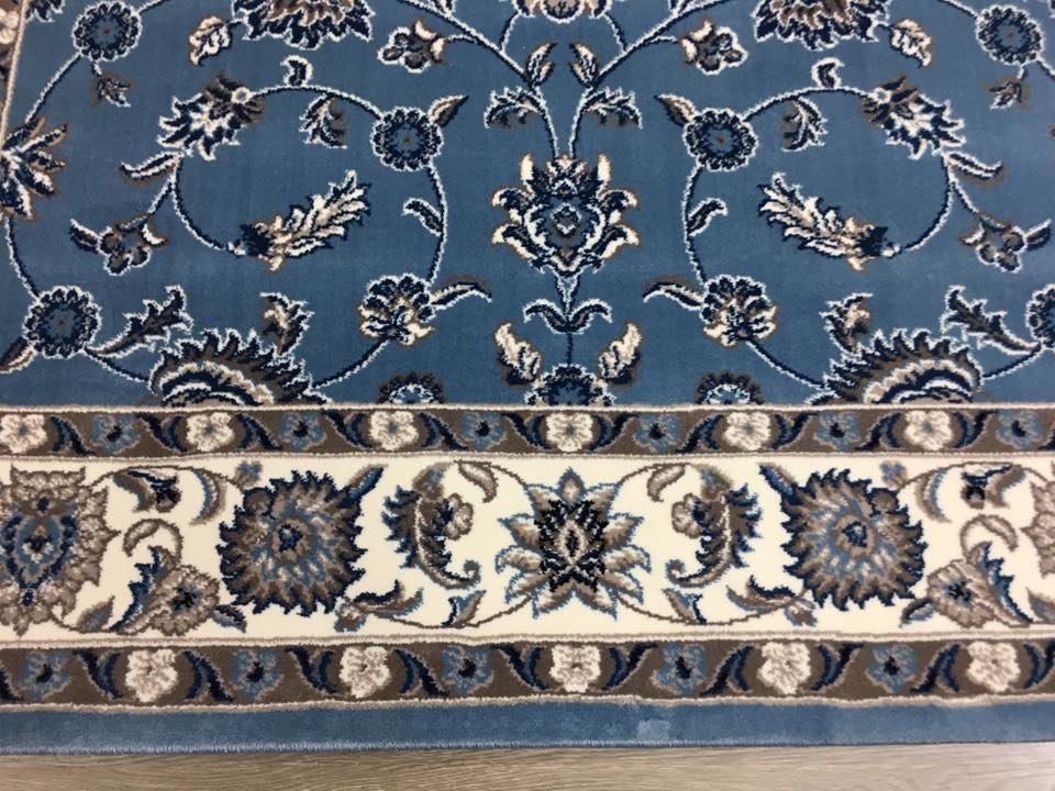 Floral Design Nain Traditional Persian Blue Rug