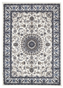 Premium Quality Medallion Traditional White & Blue Persian Rug