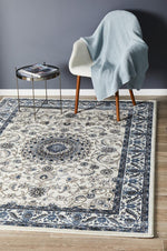 Load image into Gallery viewer, Medallion Traditional White &amp; Blue Persian Rug
