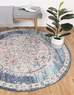 Load image into Gallery viewer, Blue Salsa Vintage Traditional Turkish Round Rug - 160x160cm - Rug Decor
