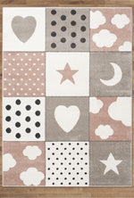 Load image into Gallery viewer, Moon Stars Clouds Kids Turkish Pink Rug
