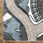 Load image into Gallery viewer, City Road Map Kids Turkish Grey Rug
